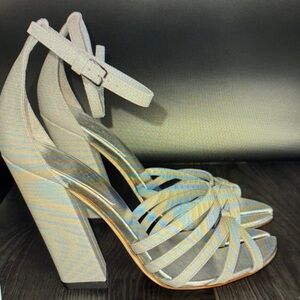 ASOS Cream Strappy Block Heels